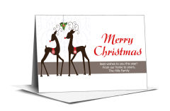Christmas Two Reindeer Under Mistletoe Cards  7.875